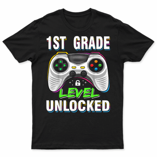 1St Grade Level Unlocked Gamer First Day Of School Boys T Shirt