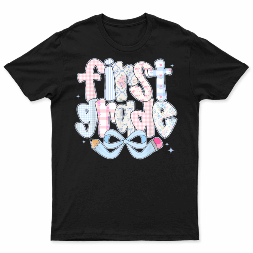 1St Grade Preppy Coquette Bow Girly Back To School Girl Kids T Shirt
