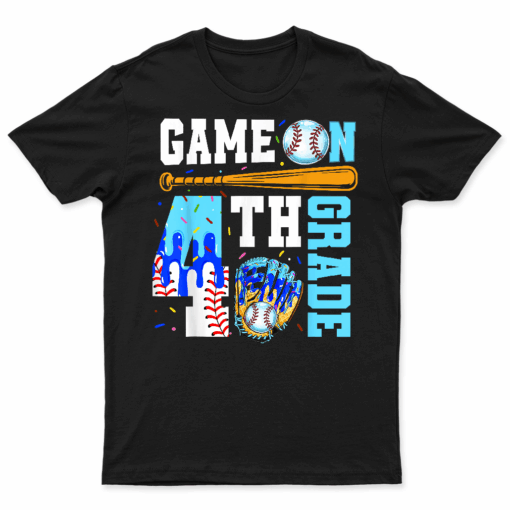 4Th Grade Back To School Baseball Drip Ice Cream Game On T Shirt