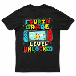 4Th Grade Level Unlocked Funny Gamer Boys Back To School T Shirt