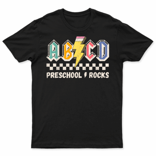 Abcd Preschool Rocks Pencil Lightning Teachers Rock Boys T Shirt