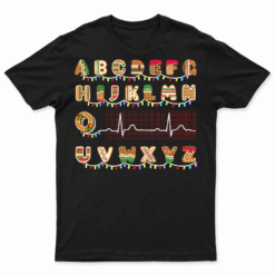 Alphabet Electrocardiogram Christmas Cardiac Crew Nurse T Shirt
