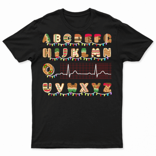 Alphabet Electrocardiogram Christmas Cardiac Crew Nurse T Shirt