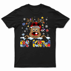 Be Kind Reindeer Red Plaid Puzzle Autism Awareness Christmas T Shirt