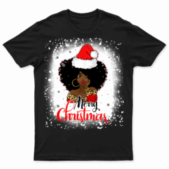 Black African Girl American Melanin Christmas Santa Hat Xmas T Shirt