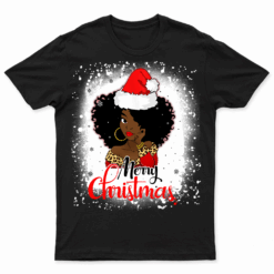 Black African Girl American Melanin Christmas Santa Hat Xmas TShirt