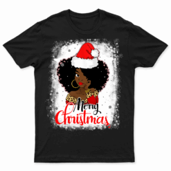 Black African Girl American Melanin Christmas Santa Hat Xmas TShirts