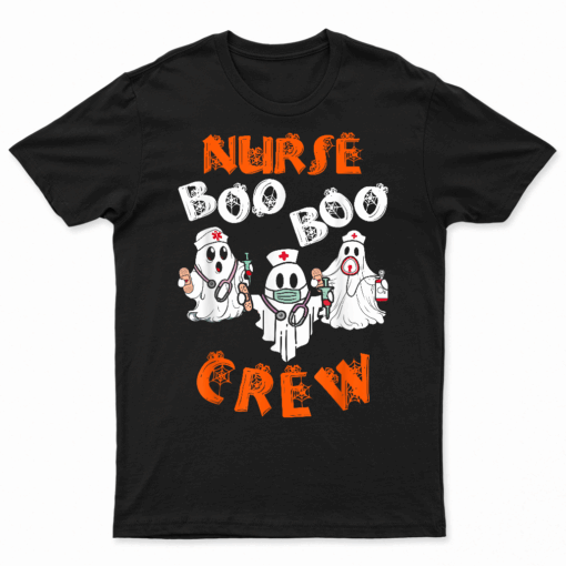 Boo Nurse Scrub Funny Ghost Halloween Costumes Womens T Shirt