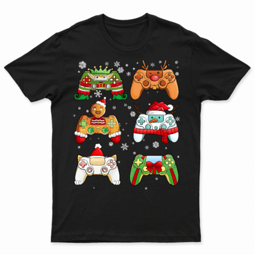 Boys Christmas Shirt Santa Gaming Controllers Gamer