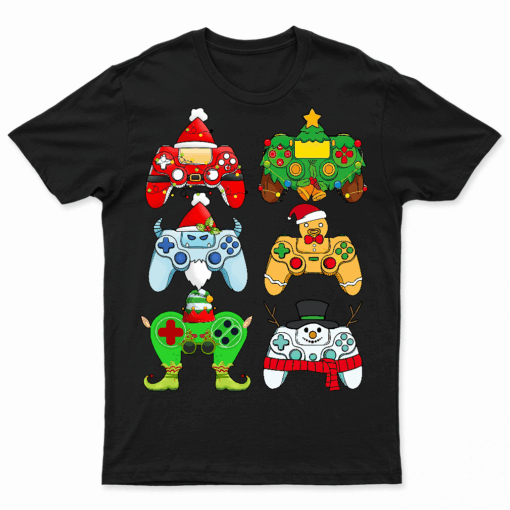 Boys Christmas Shirt Santa Gaming Controllers Gamer Xmas Shirt