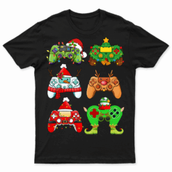 Boys Christmas Shirt Santa Gaming Controllers Gamer Xmas T Shirt
