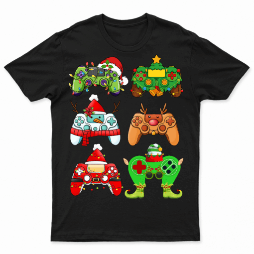 Boys Christmas Shirt Santa Gaming Controllers Gamer Xmas T Shirt