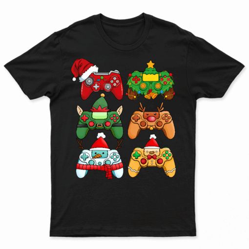 Boys Christmas Shirt Santa Gaming Controllers Gamer Xmas T Shirt
