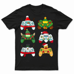 Boys Christmas Shirt Santa Gaming Controllers Gamer Xmas Tee