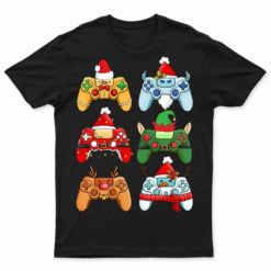 Boys Christmas Shirt SantaGaming Controllers Gamer Xmas