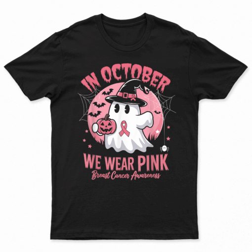 Breast Cancer Shirts Women Halloween In October We Wear Pink T Shirt