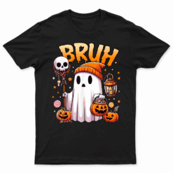 Bruh Ghost Halloween Cute Ghost Trick Or Treat Candy Kids T Shirt