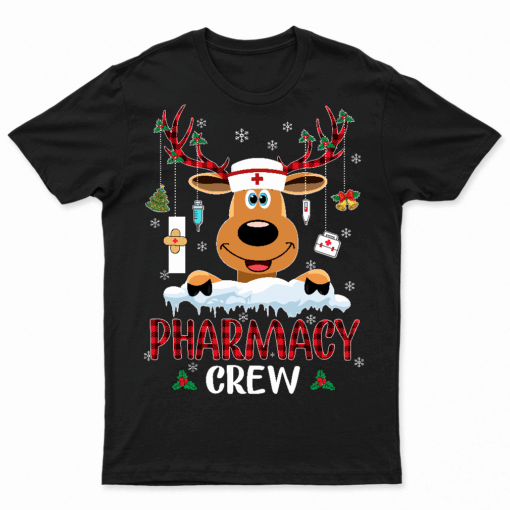 Buffalo Plaid Reindeer Pharmacy Crew Squad Pharmacist Christmas