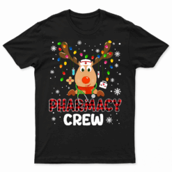 Buffalo Plaid Reindeer Pharmacy Crew Squad Pharmacist Christmas Tee