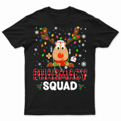Buffalo Plaid Reindeer Pharmacy Squad Pharmacist Christmas Teea