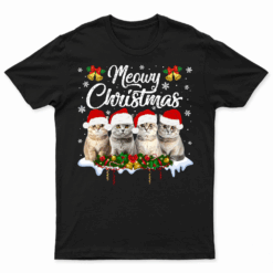 Cat Meowy Family Matching Christmas Pajamas Santa Cats Xmas T Shirt