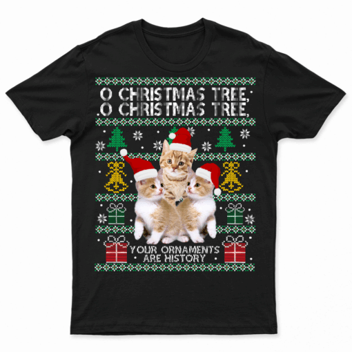 Cats Christmas Shirt Funny Ornaments Pajama Family Gift Tee T Shirt