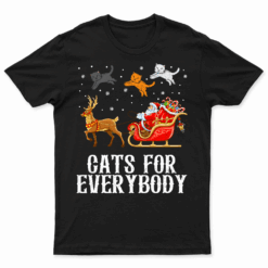 Cats For Everybody Christmas Cat Funny Xmas Women Santa T Shirt