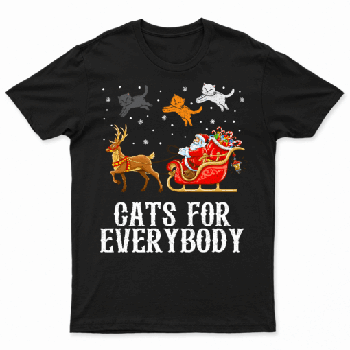 Cats For Everybody Christmas Cat Funny Xmas Women Santa T Shirt