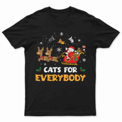 Cats For Everybody Christmas Cat Funny Xmas Women Santa T Shirts