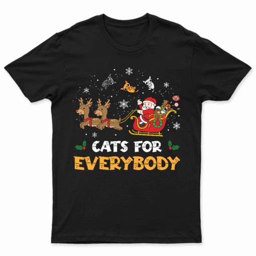 Cats For Everybody Christmas Cat Funny Xmas Women Santa T Shirts