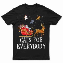 Cats For Everybody Santa Funny Christmas PJs Xmas Women T Shirts