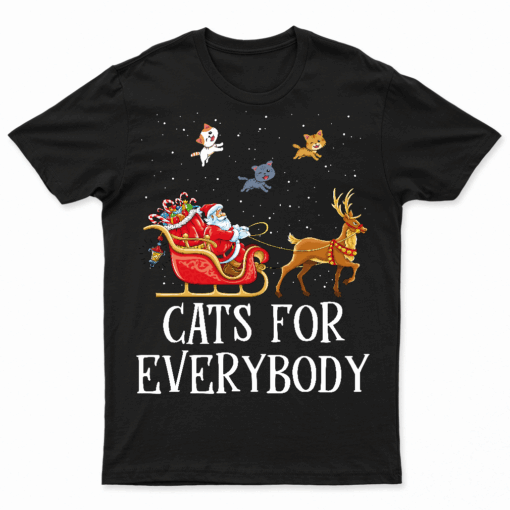 Cats For Everybody Santa Funny Christmas PJs Xmas Women T Shirts