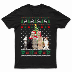 Cats Santa Hat Christmas Funny Xmas Tree Women Men