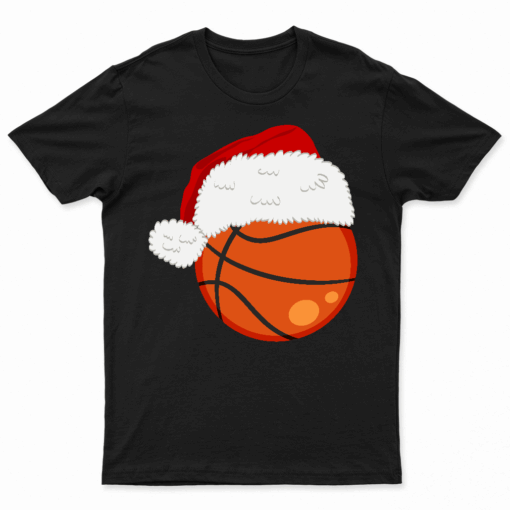 Christmas Basketball Ball Santa Hat Xmas Boys Men Sport T T Shirt