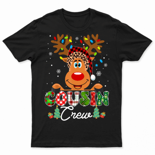 Christmas Cousin Crew Reindeer Santa Hat Lights Kid