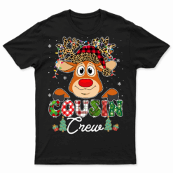 Christmas Cousin Crew Reindeer Santa Hat Lights Kid Tees