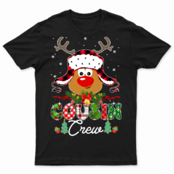 Christmas Cousin Crew Reindeer Santa Hat Lights Kids Teen Tee
