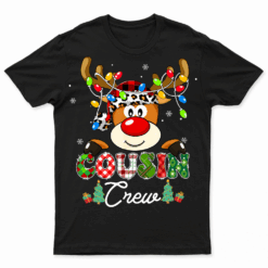 Christmas Cousin Crew Reindeer Santa Hat Lights Kids Teens Ts