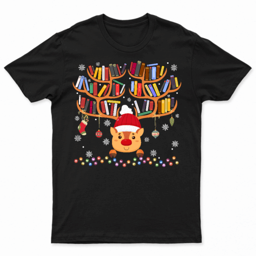 Christmas Librarian Reindeer Matching Family Book Lover Xmas