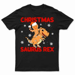 Christmas Saurus Rex Gingerbread Man Cookie TRex Boys Kids T Shirt
