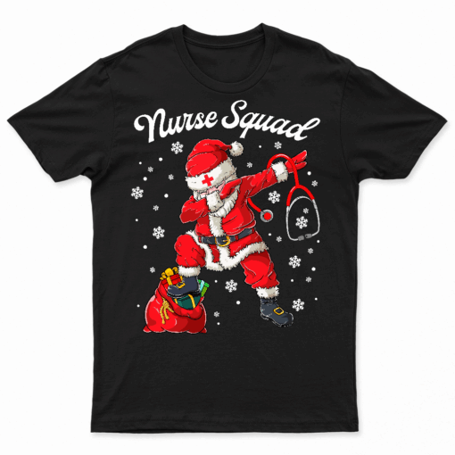 Christmas Scrub Tops Women Dabbing Santa Scrubs Nurse Squad T Shirt