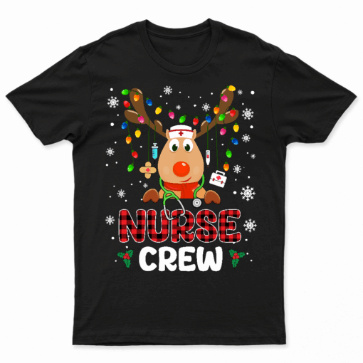 Christmas Nurse Crew Reindeer Nurse Buffalo Plaid Nurse T Shirt