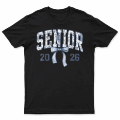 Class Of 2026 Senior Coquette Bow Blue Toile Floral T Shirt