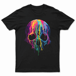 Colorful Melting Skull Art Graphic Halloween Tshirt T Shirt