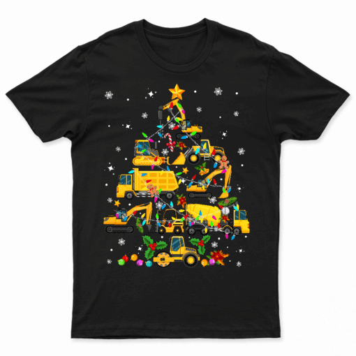 Construction Excavator Christmas Tree For Boys Girls Toddler T Shirt