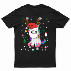 Cute Christmas Shirt Girls Women Xmas Unicorn Deer Christmas T Shirt