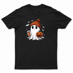 Cute Ghost Drinking Coffee Halloween Ghost Ice Coffee Womens Pullover Hoodie