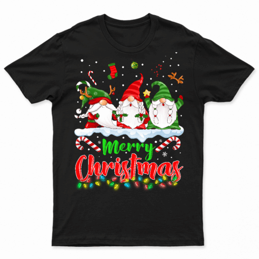 Cute Gnomes Merry Christmas Light Family Gnome Xmas Matching T Shirts