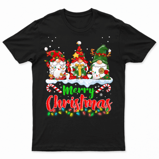 Cute Gnomes Merry Christmas Light Family Gnome Xmas Matching T Shirtss