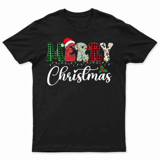 Cute Merry Christmas Leopard Buffalo Red Plaid For Men Women T Shirt